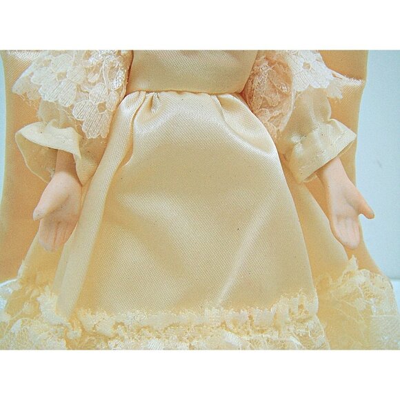 Vintage Kurt Adler Angel Tree Topper Decor Porcelain Head Arms Satin Lace Dress - Picture 8 of 12